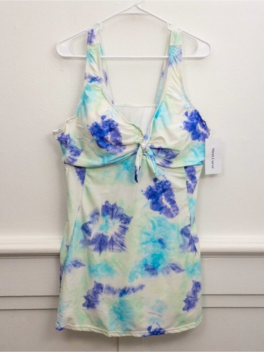 MEETCURVE 3XL Tie Dye Swim Top Plus Size Shelf Bra Built-In Liner